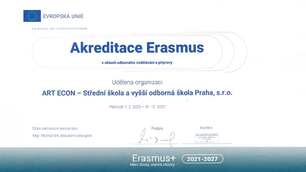 ART ECON akreditace Erasmus+