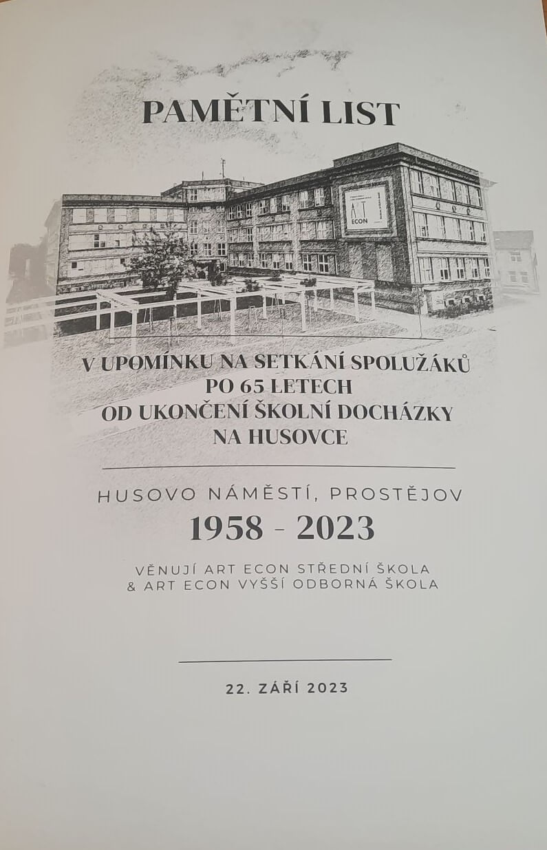 Setkání spolužáků po 65 letech od ukončení školní docházky na HUSOVCE